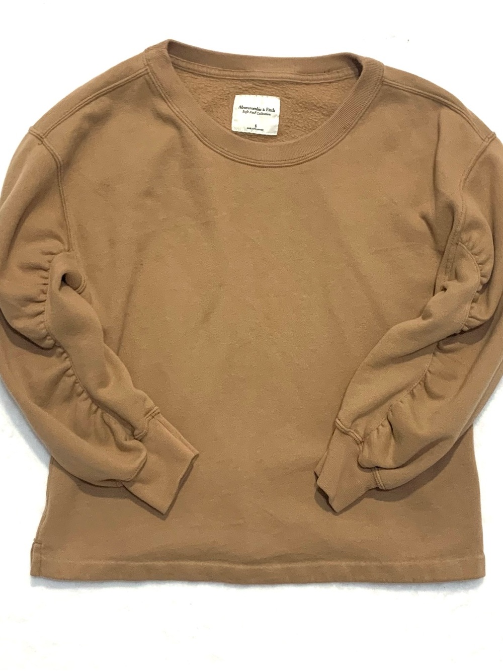 Abercrombie & Fitch Women's Caramel Ruffle Sleeve Crewneck Sweatshirt